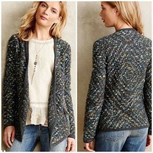 Anthropologie Moth Medium Keavy Gray Multicolor Chunky Knit Sweater Jacket $148